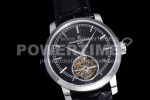 Vacheron Constantin Traditionnelle Tourbillon SS TWF Best Edition Black Dial on Black Leather Strap Super Clone Watch - Image 2