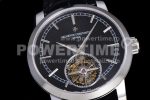 Vacheron Constantin Traditionnelle Tourbillon SS TWF Best Edition Black Dial on Black Leather Strap Super Clone Watch - Image 5