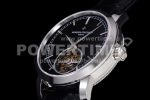 Vacheron Constantin Traditionnelle Tourbillon SS TWF Best Edition Black Dial on Black Leather Strap Super Clone Watch - Image 6