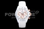 Rolex Daytona White Ceramic 5GF Best Edition White/RG Dial on White Rubber Strap A7750 Super Clone Watch