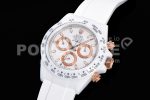 Rolex Daytona White Ceramic 5GF Best Edition White/RG Dial on White Rubber Strap A7750 Super Clone Watch - Image 3