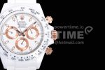 Rolex Daytona White Ceramic 5GF Best Edition White/RG Dial on White Rubber Strap A7750 Super Clone Watch - Image 4