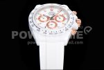 Rolex Daytona White Ceramic 5GF Best Edition White/RG Dial on White Rubber Strap A7750 Super Clone Watch - Image 7