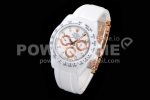 Rolex Daytona White Ceramic 5GF Best Edition White/RG Dial on White Rubber Strap A7750 Super Clone Watch - Image 6