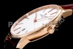 Vacheron Constantin Patrimony Date RG FKF 1:1 Best Edition White Dial on Brown Leather Strap MIYOTA 9015 Super Clone Watch - Image 6