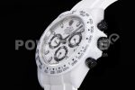 Rolex Daytona White Ceramic 5GF Best Edition White/Black Dial on White Rubber Strap A7750 Super Clone Watch - Image 10