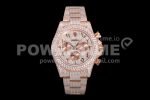 Rolex Daytona Jumbo RG TWF Roman Scale Full Paved Diamonds Dial and Bracelet A7750 Super Clone Watch