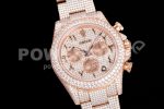 Rolex Daytona Jumbo RG TWF Roman Scale Full Paved Diamonds Dial and Bracelet A7750 Super Clone Watch - Image 2