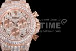 Rolex Daytona Jumbo RG TWF Roman Scale Full Paved Diamonds Dial and Bracelet A7750 Super Clone Watch - Image 4