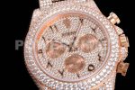 Rolex Daytona Jumbo RG TWF Roman Scale Full Paved Diamonds Dial and Bracelet A7750 Super Clone Watch - Image 5