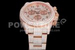 Rolex Daytona Jumbo RG TWF Roman Scale Full Paved Diamonds Dial and Bracelet A7750 Super Clone Watch - Image 6