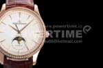 Jaeger-LeCoultre Master Ultra Thin Moon RG GF 1:1 Diamonds Bezel Silver Dial on Brown Leather Strap A925 Super Clone Watch - Image 4