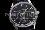 Jaeger-LeCoultre Master Ultra Thin Moon 1368470 SS ZF 1:1 Best Edition Black Dial on Black Leather Strap A925 Super Clone Watch - Image 5