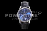 Jaeger-LeCoultre Master Ultra Thin Small Second SS ZF 1:1 Best Edition Blue Dial on Black Leather Strap A896 Super Clone Watch