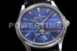 Jaeger-LeCoultre Master Ultra Thin Small Second SS ZF 1:1 Best Edition Blue Dial on Black Leather Strap A896 Super Clone Watch - Image 5