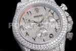 Rolex Daytona Jumbo SS TWF Roman Scale Full Paved Diamonds Dial and Bracelet A7750 Super Clone Watch - Image 6