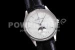 Jaeger-LeCoultre Master Ultra Thin Moon 1368420 SS GF 1:1 Best Edition White Dial on Black Leather Strap A925 Super Clone Watch V3 - Image 2