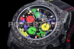 Rolex Daytona DIW TWF Best Edition Carbon Case and Bezel Colorful Dial on Black Nylon Strap A7750 Super Clone Watch - Image 7