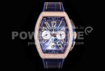 Franck Muller Vanguard Chrono RG ABF 1:1 Best Edition Diamonds Bezel Blue Textured Dial on Blue Nylon Strap A7750 Super Clone Watch
