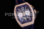 Franck Muller Vanguard Chrono RG ABF 1:1 Best Edition Diamonds Bezel Blue Textured Dial on Blue Nylon Strap A7750 Super Clone Watch - Image 2