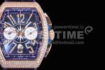 Franck Muller Vanguard Chrono RG ABF 1:1 Best Edition Diamonds Bezel Blue Textured Dial on Blue Nylon Strap A7750 Super Clone Watch - Image 4