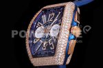 Franck Muller Vanguard Chrono RG ABF 1:1 Best Edition Diamonds Bezel Blue Textured Dial on Blue Nylon Strap A7750 Super Clone Watch - Image 6