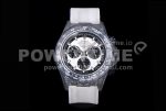 Rolex Daytona DIW TWF Best Edition Carbon Case and Bezel White/Black Dial on White Nylon Strap A7750 Super Clone Watch