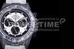Rolex Daytona DIW TWF Best Edition Carbon Case and Bezel White/Black Dial on White Nylon Strap A7750 Super Clone Watch - Image 4