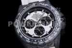 Rolex Daytona DIW TWF Best Edition Carbon Case and Bezel White/Black Dial on White Nylon Strap A7750 Super Clone Watch - Image 5