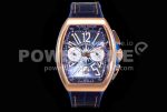 Franck Muller Vanguard Chrono RG ABF 1:1 Best Edition Blue Textured Dial on Blue Nylon Strap A7750 Super Clone Watch