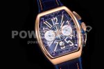Franck Muller Vanguard Chrono RG ABF 1:1 Best Edition Blue Textured Dial on Blue Nylon Strap A7750 Super Clone Watch - Image 2
