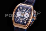 Franck Muller Vanguard Chrono RG ABF 1:1 Best Edition Blue Textured Dial on Blue Nylon Strap A7750 Super Clone Watch - Image 3