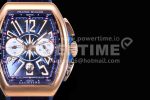 Franck Muller Vanguard Chrono RG ABF 1:1 Best Edition Blue Textured Dial on Blue Nylon Strap A7750 Super Clone Watch - Image 4