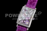 Franck Muller Long Island Ladies SS Diamonds Bezel ZF 1:1 Mother of Pearl Dial on Purple Leather Strap Swiss Ronda Quartz Super Clone Watch - Image 3