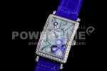Franck Muller Long Island Ladies SS White MOP Dial Diamonds Bezel on Blue Leather Strap Jap Quartz Super Clone Watch - Image 2