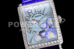Franck Muller Long Island Ladies SS White MOP Dial Diamonds Bezel on Blue Leather Strap Jap Quartz Super Clone Watch - Image 4