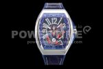 Franck Muller Vanguard V45 KOI SS ABF 1:1 Best Edition Blue Fish Dial on Blue Gummy Strap A2824 Super Clone Watch