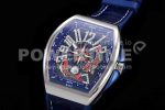 Franck Muller Vanguard V45 KOI SS ABF 1:1 Best Edition Blue Fish Dial on Blue Gummy Strap A2824 Super Clone Watch - Image 3