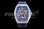 Franck Muller Vanguard V45 KOI Full Diamonds SS ABF 1:1 Best Edition Blue Fish Dial on Blue Gummy Strap A2824 Super Clone Watch