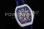 Franck Muller Vanguard V45 KOI Full Diamonds SS ABF 1:1 Best Edition Blue Fish Dial on Blue Gummy Strap A2824 Super Clone Watch - Image 2