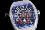 Franck Muller Vanguard V45 KOI Full Diamonds SS ABF 1:1 Best Edition Blue Fish Dial on Blue Gummy Strap A2824 Super Clone Watch - Image 5