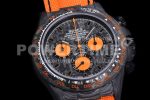Rolex Daytona DIW Carbon Case and Bezel Black/Orange Dial on Orange Nylon Strap A7750 Super Clone Watch - Image 5