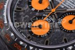 Rolex Daytona DIW Carbon Case and Bezel Black/Orange Dial on Orange Nylon Strap A7750 Super Clone Watch - Image 7