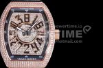 Franck Muller Vanguard V45 RG ABF Best Edition Full Diamonds Dial on Black Leather Strap A2824 Super Clone Watch - Image 4