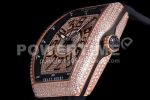 Franck Muller Vanguard V45 RG ABF Best Edition Full Diamonds Dial on Black Leather Strap A2824 Super Clone Watch - Image 6