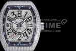 Franck Muller Vanguard V45 SS ABF Best Edition Full Diamonds Dial on Black Leather Strap A2824 Super Clone Watch - Image 4