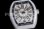 Franck Muller Vanguard V45 SS ABF Best Edition Full Diamonds Dial on Black Leather Strap A2824 Super Clone Watch - Image 5
