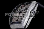 Franck Muller Vanguard V45 SS ABF Best Edition Full Diamonds Dial on Black Leather Strap A2824 Super Clone Watch - Image 6