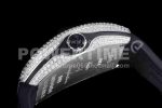 Franck Muller Vanguard V45 SS ABF Best Edition Full Diamonds Dial on Black Leather Strap A2824 Super Clone Watch - Image 7