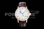 Glashutte Original Excellence Panorama Date Moon Phase SS GF 18K Rose Gold Case White Dial on Brown Leather Strap A100 Super Clone Watch